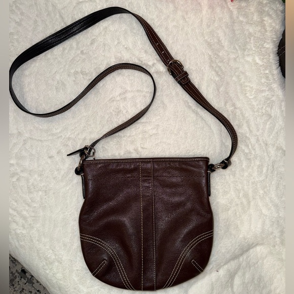 Coach Handbags - Coach Dark Brown Leather Crossbody Bag